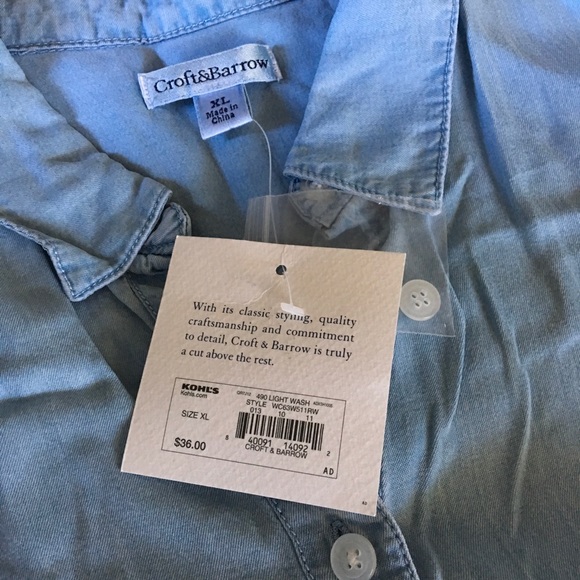 Croft & Barrow Chambray Sleeveless Button Down Top - Picture 4 of 8